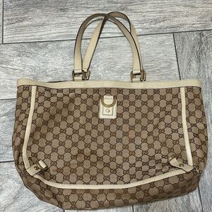 Gucci Beige Monogram Tote Bag